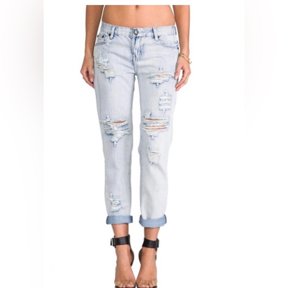 One Teaspoon Light Blue Distressed Women Jeans